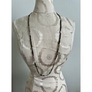 Beaded Metallic Earth Tones Long Necklace
